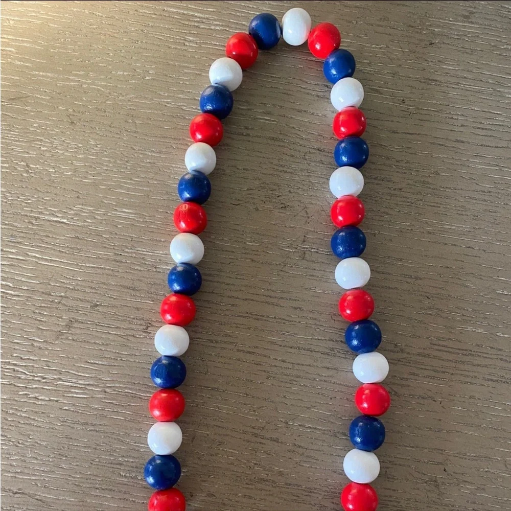 1pc 4TH Of July Decorations, Wooden Patriotic Bead Garland Decor